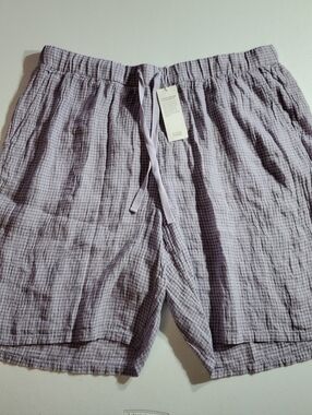 Eileen Fisher Pale Organic Linen Lavender Crinkle Shorts NWT